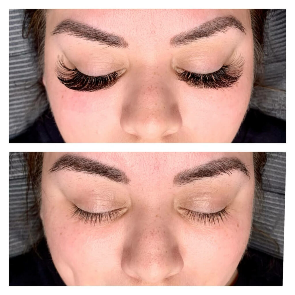 Lashes, brows, brow lamenation, and microblading examples from clients.